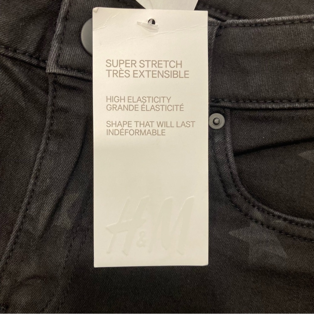 H&M Black Star Patterned Women’s Skinny Jeans Super Stretch NWT Size 2 - Picture 12 of 13